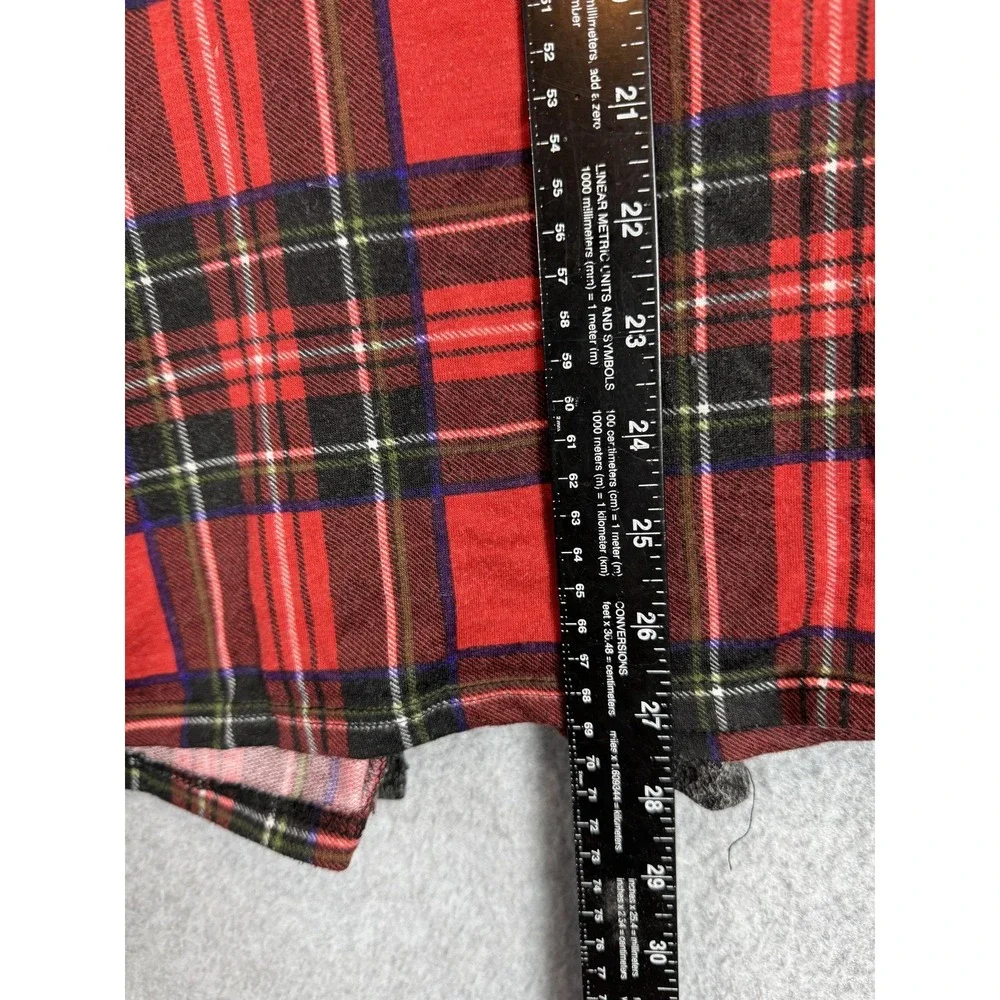 Egs California Cardigan Womens Small Red Plaid Open Front Hooded Sweater Pockets